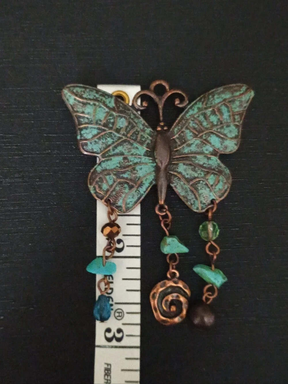 Decorative Patina Butterfly Pendant - Turquoise and Copper